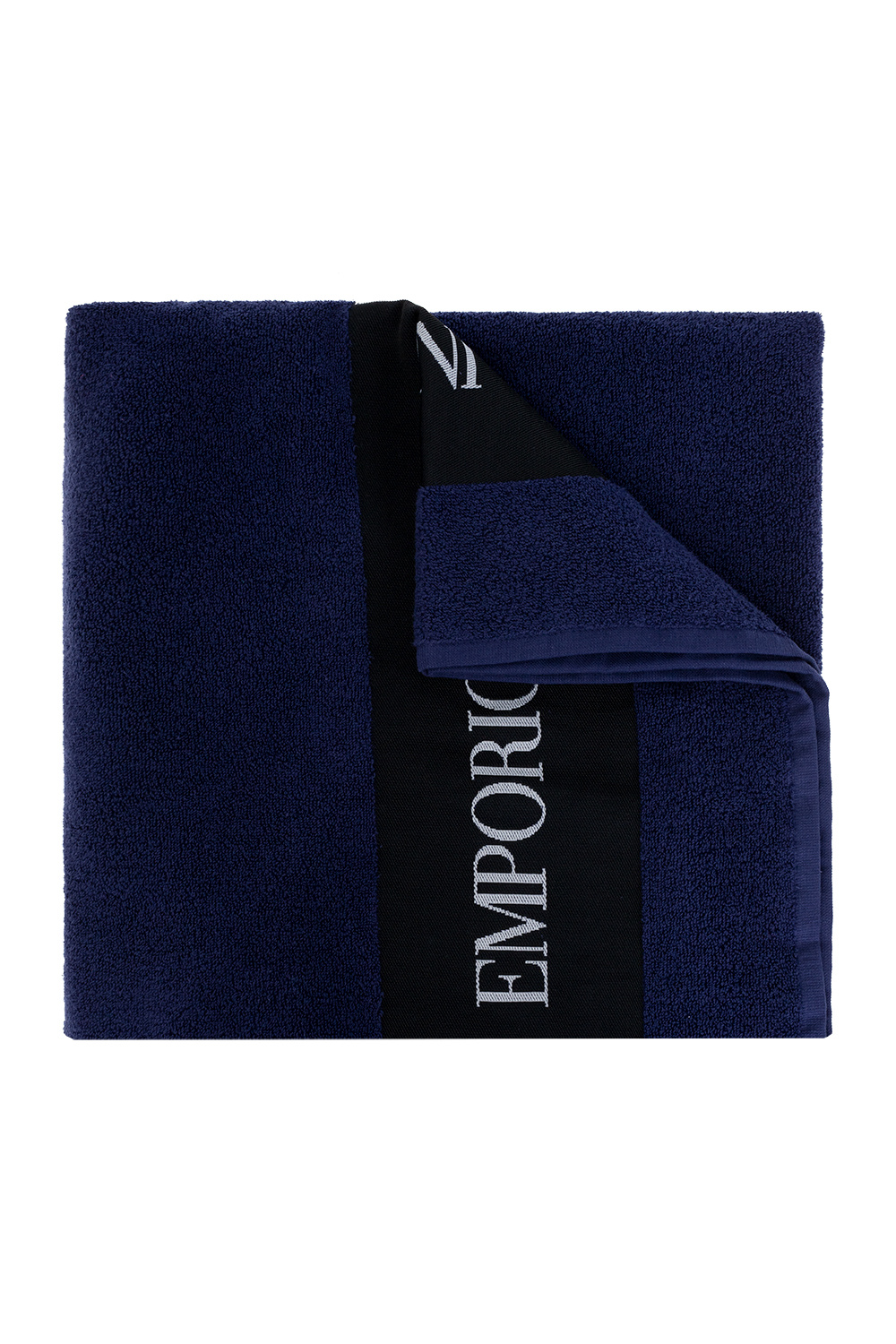 Navy blue Bath towel with logo Emporio Armani IetpShops Japan